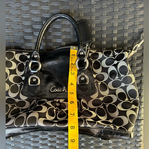 COACH BAG,Coach Black and Gray Signature Satchel - Picture 8 of 15